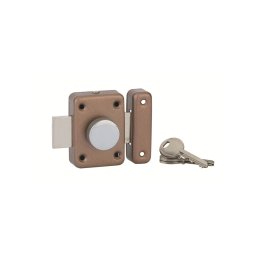 Broasca aplicata cu buton VSPM pentru usa interioara, cilindru 35, bronz, 3 chei