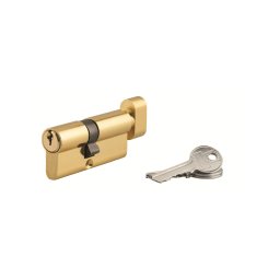Cilindru PROFILE ECO cu buton 40 x 30 mm alama 3 chei
