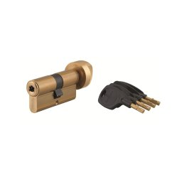 Cilindru usa cu buton Surveyor, 31x31mm, alama, anti-indepartare, 4 chei