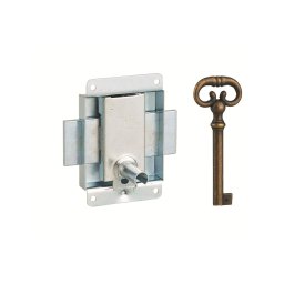 Incuietoare pentru mobilier aplicata pe usa mobilierului, ax 25mm, 50x60mm, zincata, 1 cheie