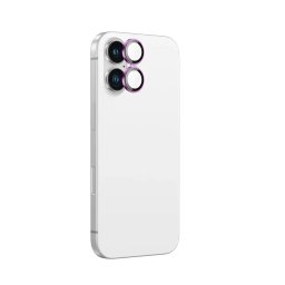 Folie de sticlă pentru cameră cu ramă din aluminiu AmazingThing AR Aluminum (2 lentile) pentru Apple iPhone 16 / 16 Plus - roz