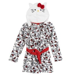 Halat baie coral fleece cu gluga si urechi, Hello Kitty