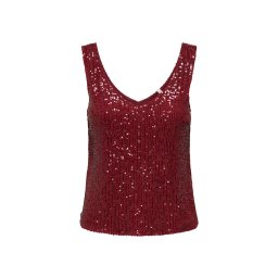 ONLY Top Onlana S/L V-Neck Sequins Jrs 15307926 19-2118 TCX winetasting