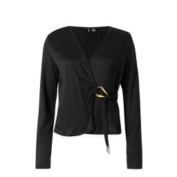 VERO MODA Bluză Vmlouisa Ls V-Neck Wrap Jrs 10336209 C-N10 black