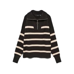 VERO MODA Pulover Vmsaba Stripe Ls Highneck 10269246 C-N10 black