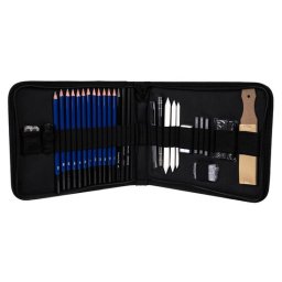 Set desenat/schite in creion, Malatec, cu accesorii, grafit, carbune, 32 buc GartenVIP DiyLine