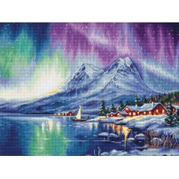 Set goblen de cusut, cu diagrama, Aurora Boreala, 20x15 cm