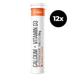 GymBeam Calciu + Vitamina D3 efervescent 12 x 20 tab portocală