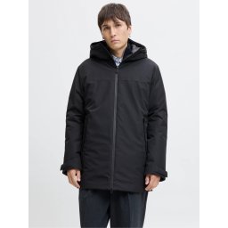 Jack & Jones Jacheta JJBRANDON PARKA, barbati cu design minimalist, Negru (SELECTATI MARIMEA: M)