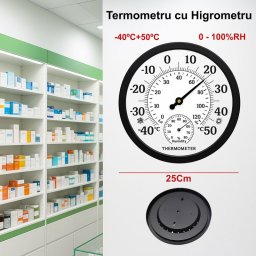 Termometru Rotund -40+50C cu Higrometru 0-100RH - TH9250P