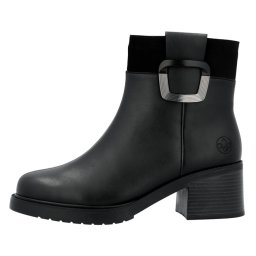 Ghete dama, Rieker, Y5253-00-Negru, casual, piele naturala, imblanite, cu toc, negru (Marime: 41)