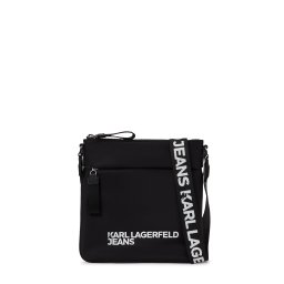 KARL LAGERFELD JEANS Geantă de umăr 'Essential' negru / alb