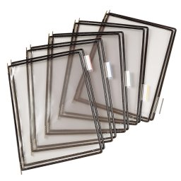 Buzunare prezentare pentru display, A4, (10 buc/set), rama metalica, TARIFOLD - negru