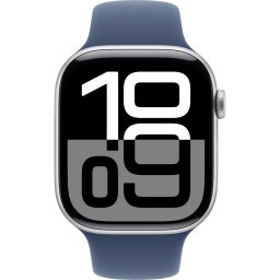 Smartwatch Watch 10 GPS + Cellular, Carcasa Silver Aluminium 46mm, sports strap Denim S/M