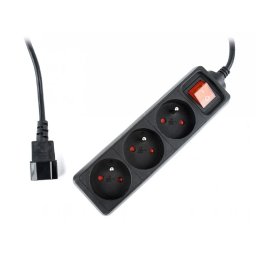 PRELUNGITOR GEMBIRD, Schuko x 3, conectare prin IEC C14 (T), cablu 0.6 m, 10 A, protectie copii, negru, EG-PSU3F-01 (timbru verde 0.18 lei)
