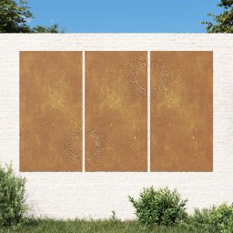 Gossi decoratiuni perete de gradina 3 buc. 105x55cm otel corten soare