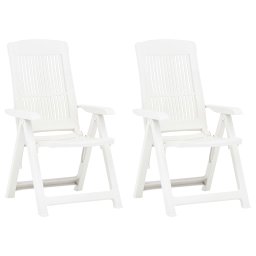 Gossi scaune de gradina rabatabile, 2 buc., alb, plastic