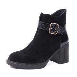 Botine dama din piele intoarsa, Dogati 9755, negru