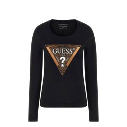 GUESS Bluză Ls Cn Leo Triangle Tee W5BI75J1314 jblk jet black a996
