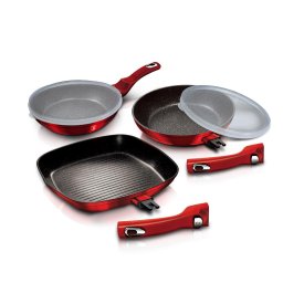 Tigai si seturi Set of 3 pans Berlinger Haus BH/6796 Metallic Line Burgundy Edition