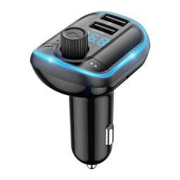 Modulator FM Incarcator Auto cu Modulator FM, Display LED, 2xUSB 3.1A, MicroSD - Yesido (Y44) - Black