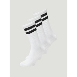 Jack & Jones Set 3 perechi de sosete tenis, barbati, JACTRAVIS, cu logo, Alb (SELECTATI MARIMEA: Universala)