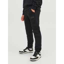 Jack & Jones Pantaloni lungi de trening, baieti, cu talie medie, Relaxed fit, Negru (SELECTATI MARIMEA: 140 cm)