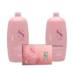 Pachet Alfaparf Semi di Lino Moisture Nutritive – Sampon, 1000 ml + Balsam, 1000 ml + Ulei Nutritive Essential Oil 6 x 13 ml