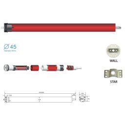 Motor tubular EURO40W/O, 40 Nm, alimentare la retea 230 V