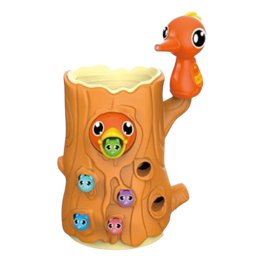 Joc educativ magnetic , Pasarea hraneste puiul, cu 10 viermi colorati