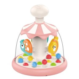Jucarie interactiva bebelusi Caruselul Rotativ al Pestisorilor, 15x15x20 cm, roz