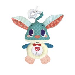 Jucarie senzoriala din plus pentru bebelusi , Iepuras multicolor cu lumini si sunete, 25 cm