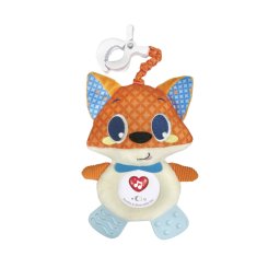 Jucarie senzoriala din plus pentru bebelusi , Vulpita multicolora cu lumini si sunete, 25 cm