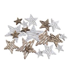 Stelute lemn color pentru decoratiuni Craciun set 18 buc