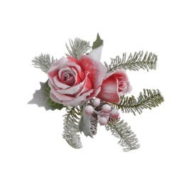 Crenguta brad artificial+con+zapada+bobite+trandafir pentru decoratiuni florale