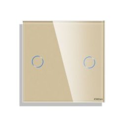Luxion Panou Intrerupator Dublu cu Touch Mini din Sticla Auriu