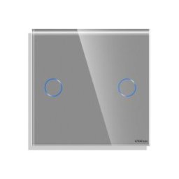 Luxion Panou Intrerupator Dublu cu Touch Mini din Sticla Gri