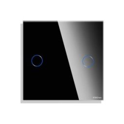 Luxion Panou Intrerupator Dublu cu Touch Mini din Sticla Negru