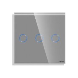 Luxion Panou Intrerupator Triplu cu Touch Mini din Sticla Gri