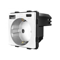 Luxion Priza Simpla + USB-A + USB-C 20W Alb