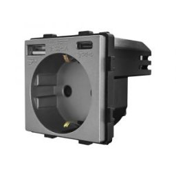 Luxion Priza Simpla + USB-A + USB-C 20W Gri