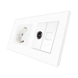 Priza Schuko + TV + Internet cu Rama Din Sticla