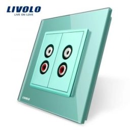 Priza dubla audio Livolo cu rama din sticla