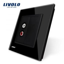 Priza simpla audio Livolo cu rama din sticla