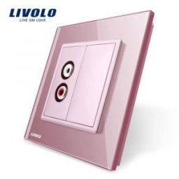Priza simpla audio Livolo cu rama din sticla