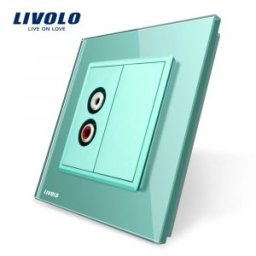 Priza simpla audio Livolo cu rama din sticla