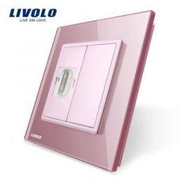 Priza simpla HDMI Livolo cu rama din sticla