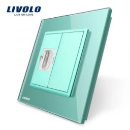 Priza simpla HDMI Livolo cu rama din sticla