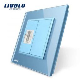 Priza simpla HDMI Livolo cu rama din sticla