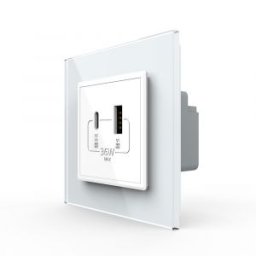 Priza USB-A + USB-C cu Rama Din Sticla LIVOLO - Serie Noua
